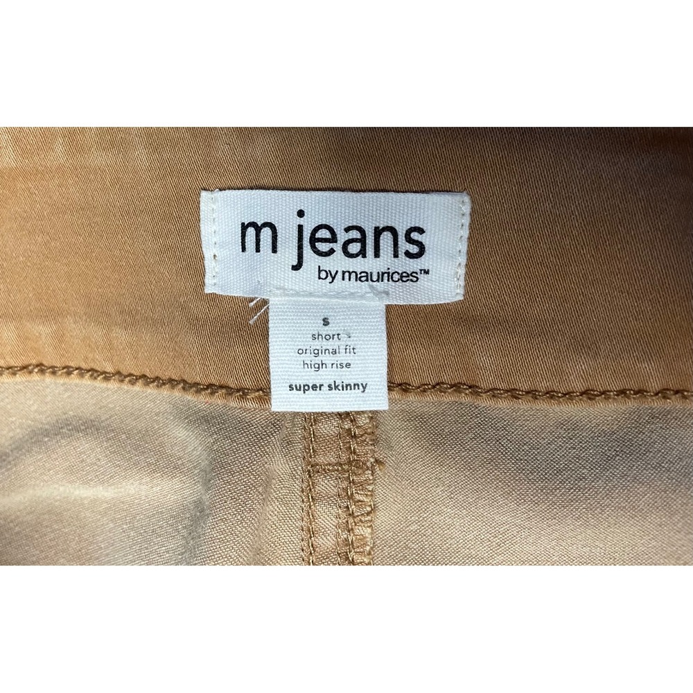 M Jeans Womens Skinny Jeans Camel Tan Double Button Stretch Size S Short 5642 - Picture 9 of 10